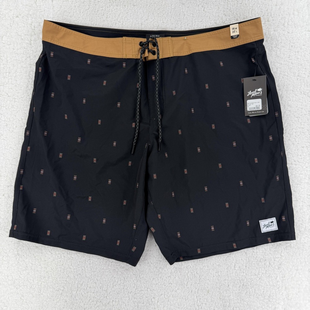 Local Motion Hawaii Board Shorts Mens‎ 38 Black Mojave BS Swim Trunks Surf Beach